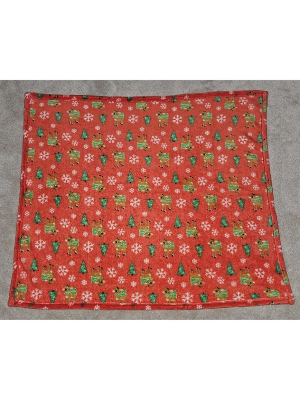 Rudolph Red Nosed Reindeer Fleece Baby Blanket 30x34 Christmas Trees Snowflakes